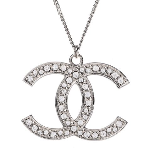 chanel cc crystal silver tone pendant necklace|vintage chanel cc pendant necklace.